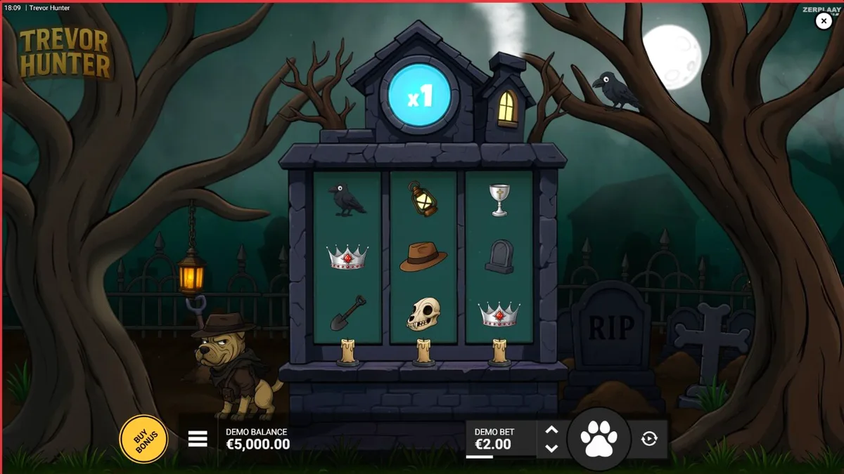 Trevor Hunter slot mobile gameplay interface