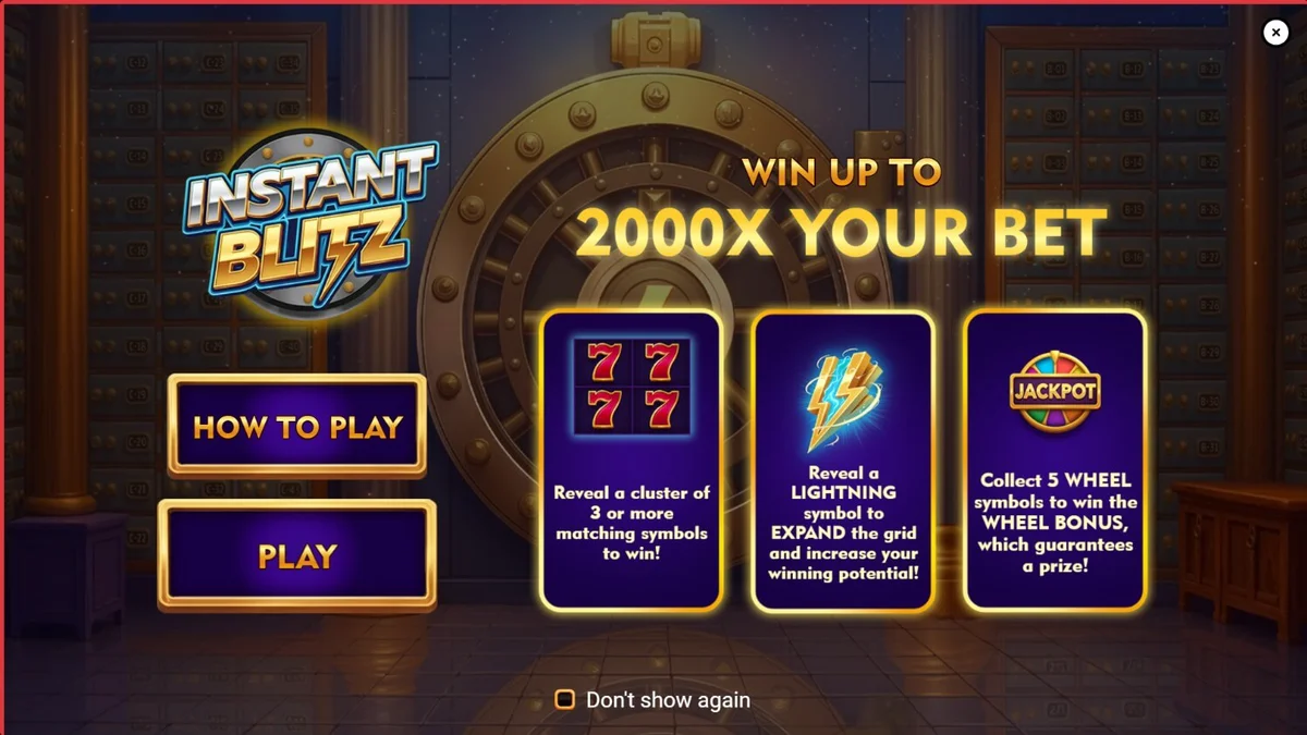 Tampilan visual slot Instant Blitz dengan tema brankas bank futuristik